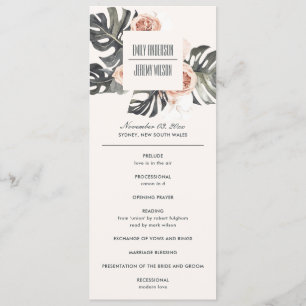 BOHO RUST MONSTERA FLORAL WEDDING CEREMONY PROGRAM