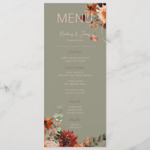Boho Rust & Neutral Fall Floral Sage Green Print Menu