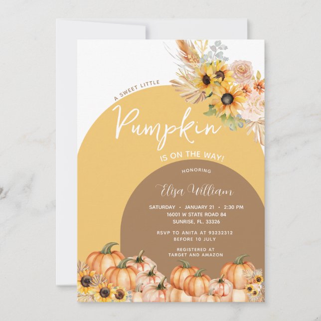Boho Rust Orange Pumpkin is on the way baby shower Invitation (Front)