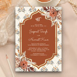 Boho Rust Orange Punjabi Anand Karaj Sikh Wedding Invitation<br><div class="desc">Amaze your guests with this elegant Sikh wedding invite featuring a beautiful Indian pattern background with traditional Indian frame and terracotta flowers. Simply add your event details on this easy-to-use template to make it a one-of-a-kind invitation.</div>