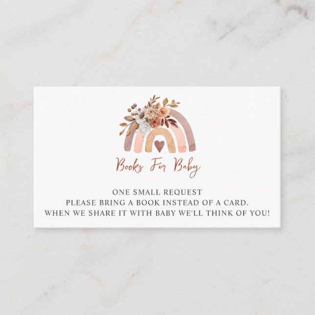 Boho Rust Terracotta Baby Shower Books For Baby Enclosure Card (Front)