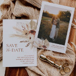 Boho Rust Terracotta Flowers Pampas Save The Date<br><div class="desc">Boho Floral Wedding Save the Dates. Modern beige and rust pampas grass Save the Date,  perfect for your boho themed wedding. Matching items available. Photo on back with wedding website link.</div>