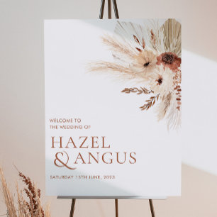 Boho Rust Terracotta Pampas Wedding Welcome Sign