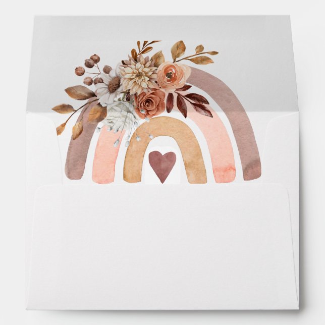 Boho Rust Terracotta Watercolor Rainbow Envelope (Back (Bottom))