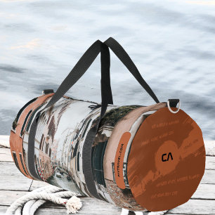 Boho Rust Travel Quote with Monogram & Photo Duffle Bag
