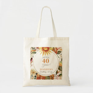 Boho Rustic Autumn Sunflower 40th Birthday Party Tote Bag