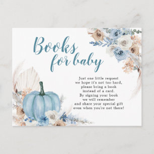 Boho Rustic Blue Pumpkin Fall Books For Baby Invitation Postcard