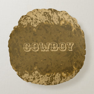Boho Rustic Cowboy Design Round Cushion
