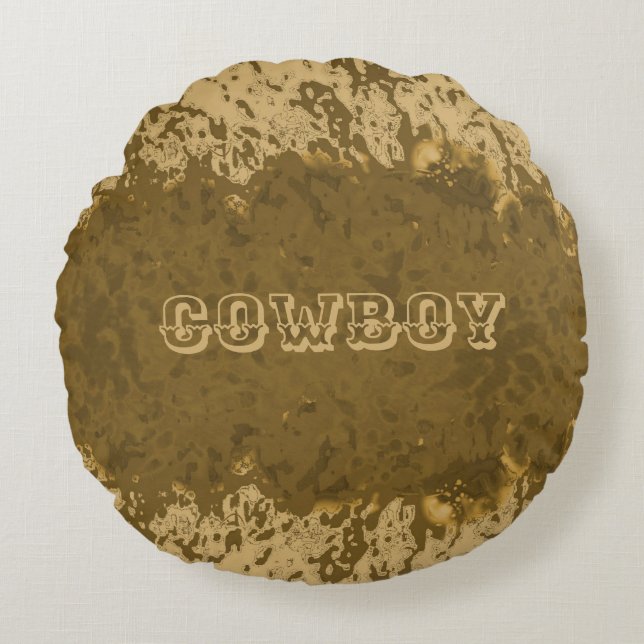 Boho Rustic Cowboy Design Round Cushion (Front)