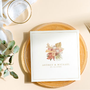 Boho Rustic Dried Floral Palm Leaf Wedding  Napkin