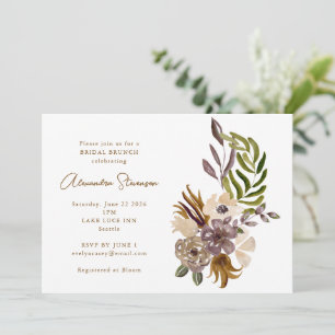 Boho Rustic Dusty Nature Botanical Bridal Brunch Invitation