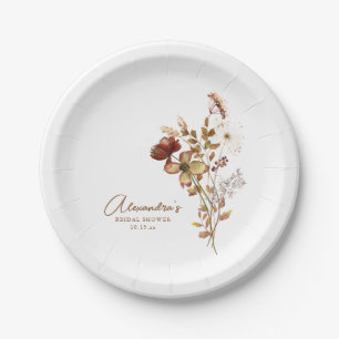 Boho Rustic Earthy Nature Botanical Bridal Shower Paper Plate