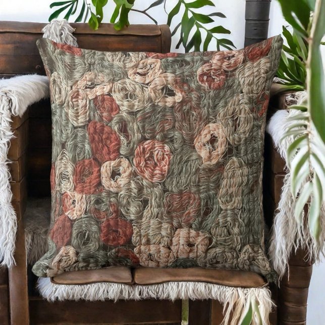 Boho rustic fall earth tones circles embroidered  cushion (Creator Uploaded)