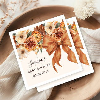 Boho Rustic Fall Floral Baby Shower Party Napkin