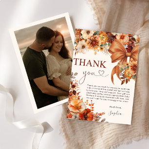 Boho Rustic Fall Floral Baby Shower Thank You Card