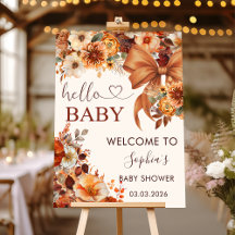Boho Rustic Fall Floral Baby Shower Welcome Sign