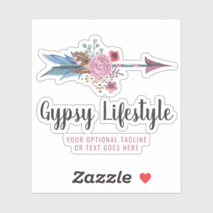 Boho Rustic Feather Arrow Watercolor Bohemian Logo