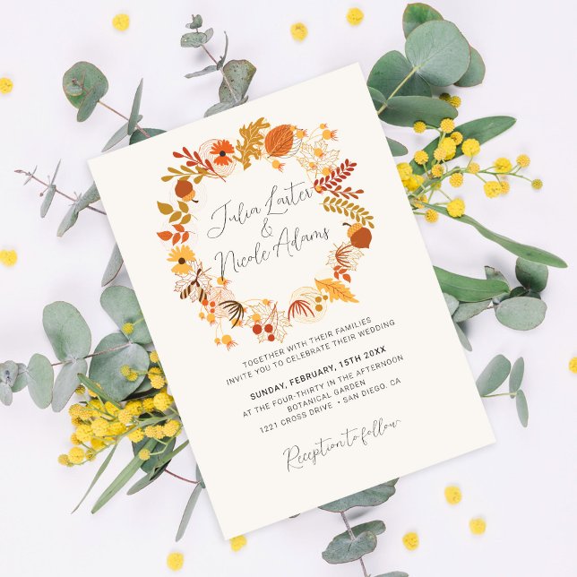 Boho Rustic Floral Autumn Falls Wedding Invitation (Creator Uploaded)
