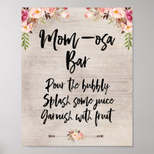 Boho Rustic Floral Baby Shower Mum-osa Sign