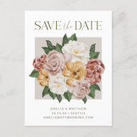 Boho Rustic Floral Bouquet Elegant Save The Date