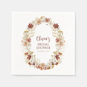 Boho Rustic Floral Burgundy Bridal Shower Custom Napkin