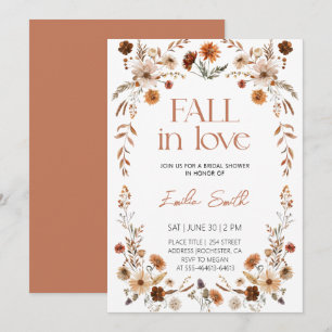 Boho Rustic Floral Flowers Autumn Bridal Shower Invitation