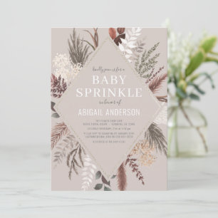 Boho Rustic Floral Pampas Grass Baby Sprinkle Invi Invitation