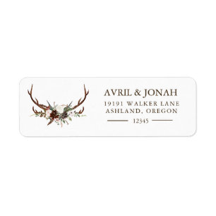 Boho Rustic Floral Rose Antlers Return Address Return Address Label