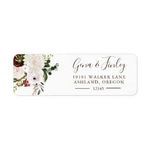 Boho Rustic Floral Rose Return Address Label
