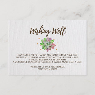 Boho Rustic Floral Succulent Wedding Wishing Well Enclosure Card