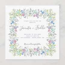 Boho rustic floral watercolor cornflowers Wedding