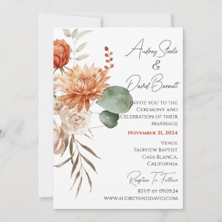 Boho Rustic Floral Wedding Invitation