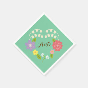 Boho Rustic Floral Wreath Wedding (Mint) Napkin