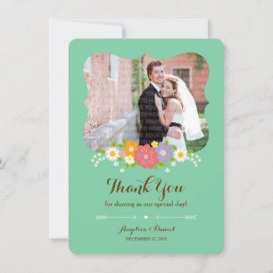 Boho Rustic Floral Wreath Wedding (Mint) Thank You Card
