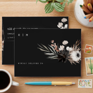 Boho Rustic Gothic Rust Black Botanical Wedding Envelope
