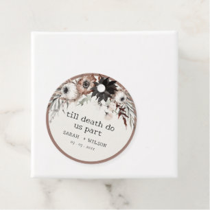 Boho Rustic Gothic Rust Black Botanical Wedding Favour Tags
