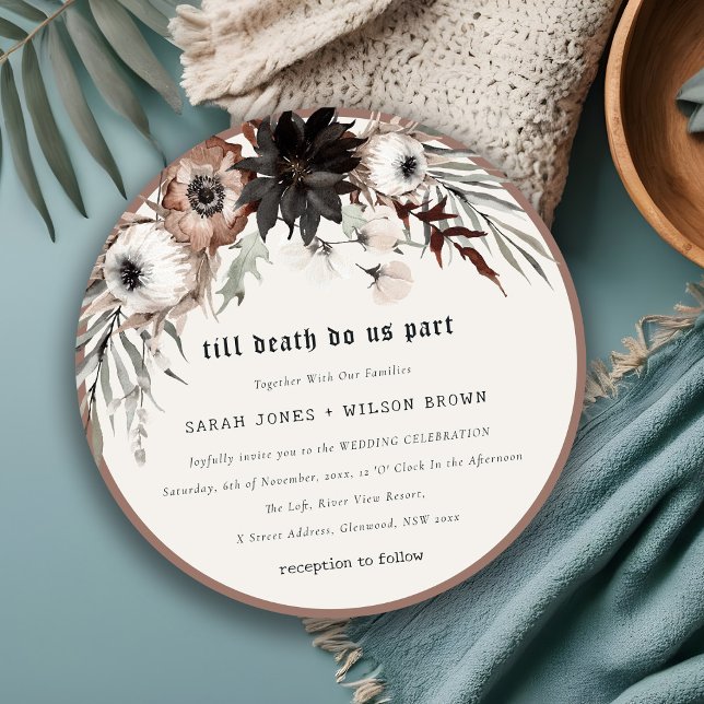 Boho Rustic Gothic Rust Black Botanical Wedding In Invitation (Creator Uploaded)