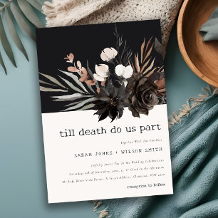 Boho Rustic Gothic Rust Black Botanical Wedding Invitation