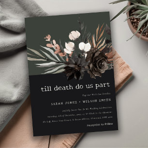 Boho Rustic Gothic Rust Black Botanical Wedding Invitation