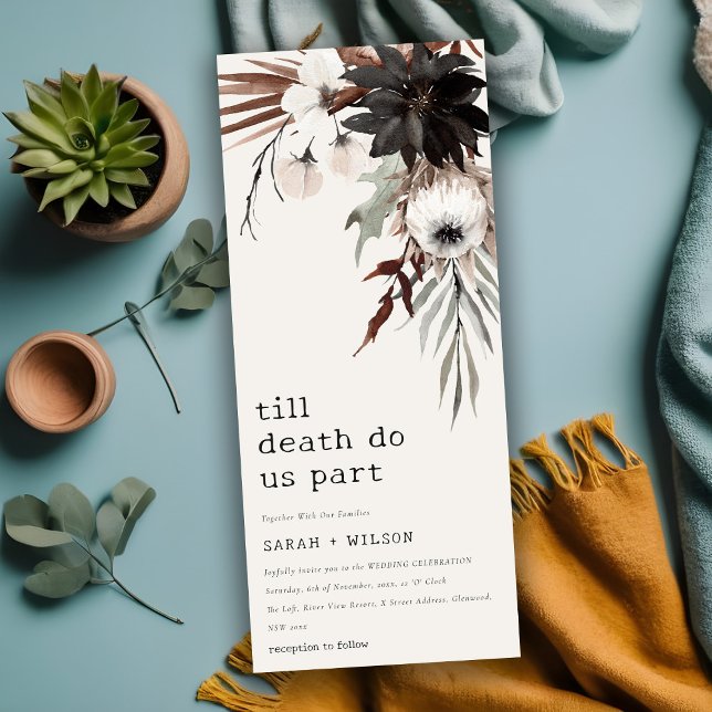 Boho Rustic Gothic Rust Black Botanical Wedding Invitation (Creator Uploaded)