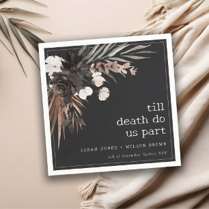 Boho Rustic Gothic Rust Black Botanical Wedding Napkin