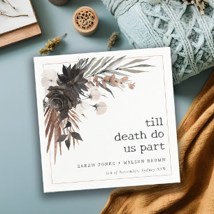 Boho Rustic Gothic Rust Black Botanical Wedding Napkin