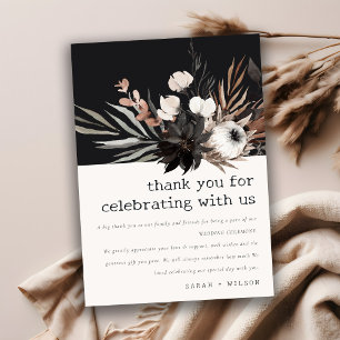 Boho Rustic Gothic Rust Black Botanical Wedding Thank You Card