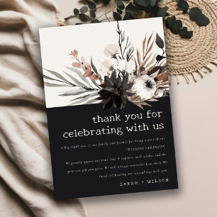 Boho Rustic Gothic Rust Black Botanical Wedding Thank You Card