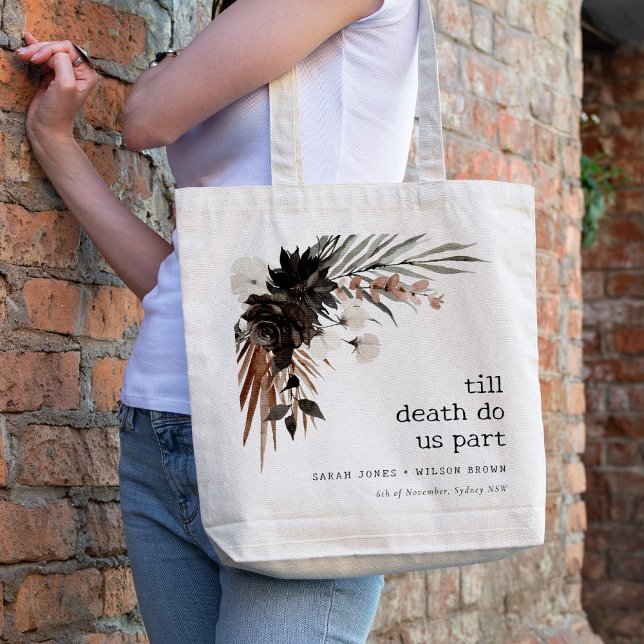 Boho Rustic Gothic Rust Black Botanical Wedding Tote Bag (Creator Uploaded)