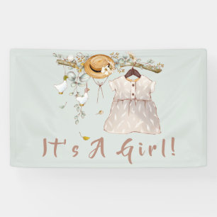 Boho Rustic Greenery Girl Baby  Banner