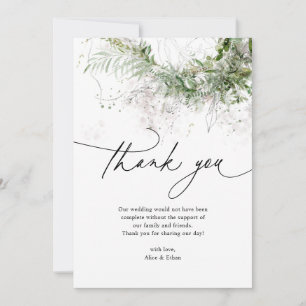 Boho Rustic Greenery Wedding Thank You Card