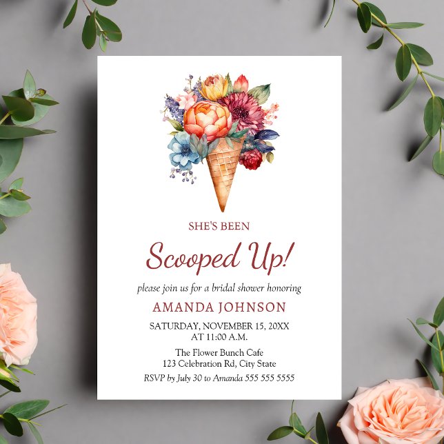  Boho Rustic Ice Cream Bridal Shower Invitation (Creator Uploaded)