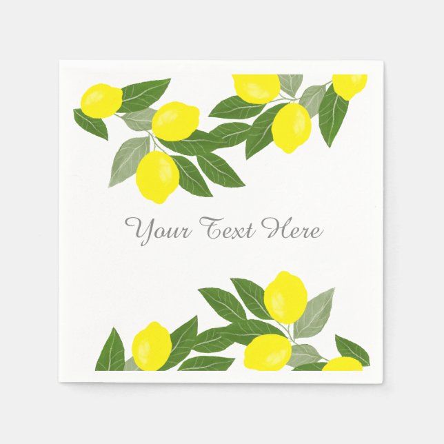 Boho Rustic Lemon Party Decor Paper Napkins (Front)