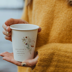 Boho Rustic Meadow Flowers Floral Bridal Shower Paper Cups